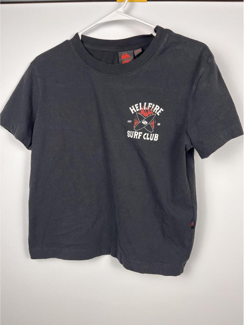 Quiksilver x Stranger Things Hellfire Surf Club Graphic T Shirt Black Size Small